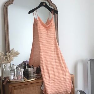 LPA Gingham Cowl Neck Slip Dress